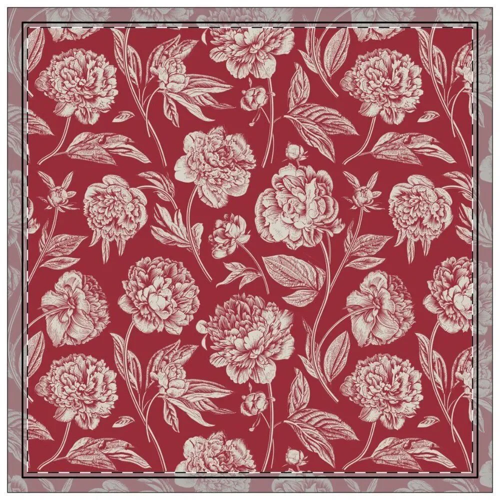 NWT Porter Anna- Crimson & Cream  Cotton Napkin 4-set, Peony